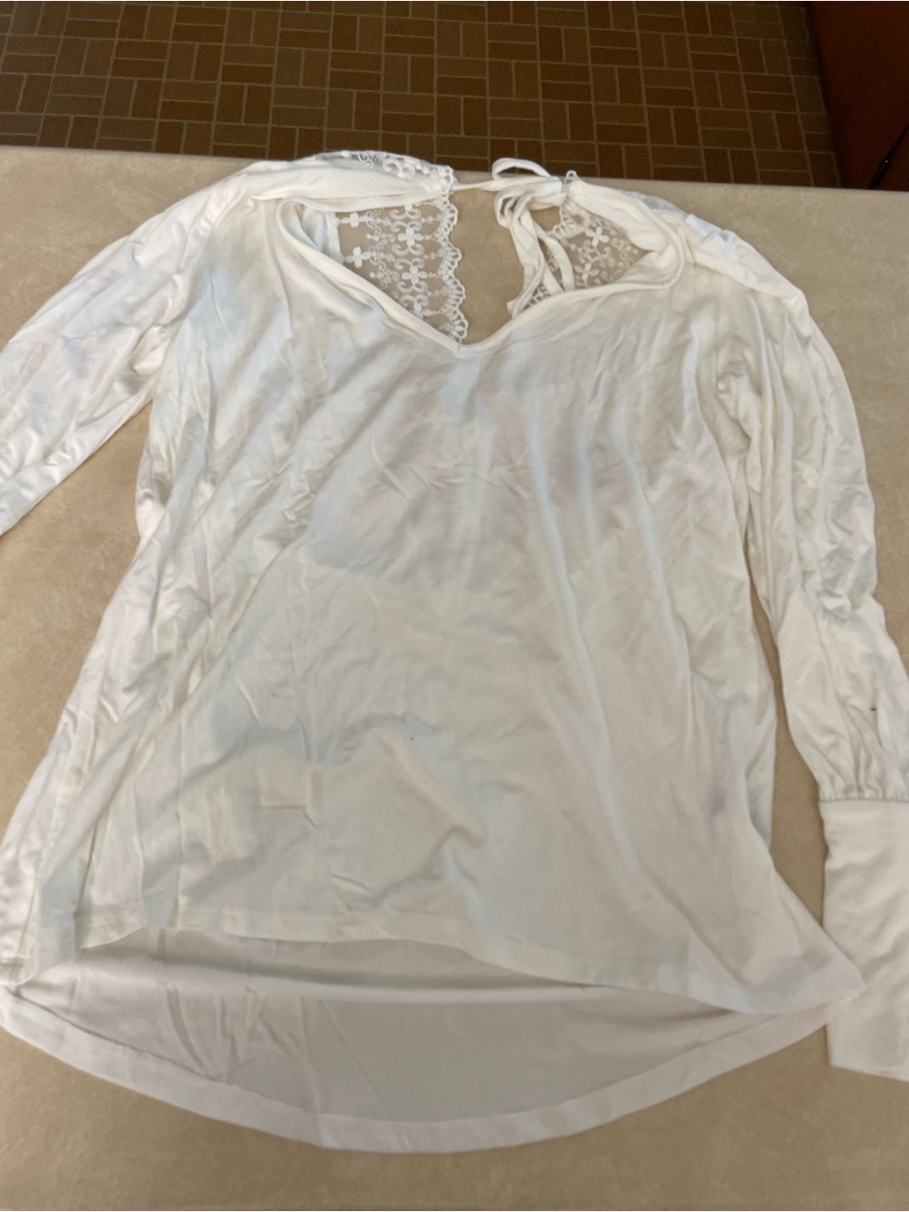Lace-Back White Long Sleeve Camisole